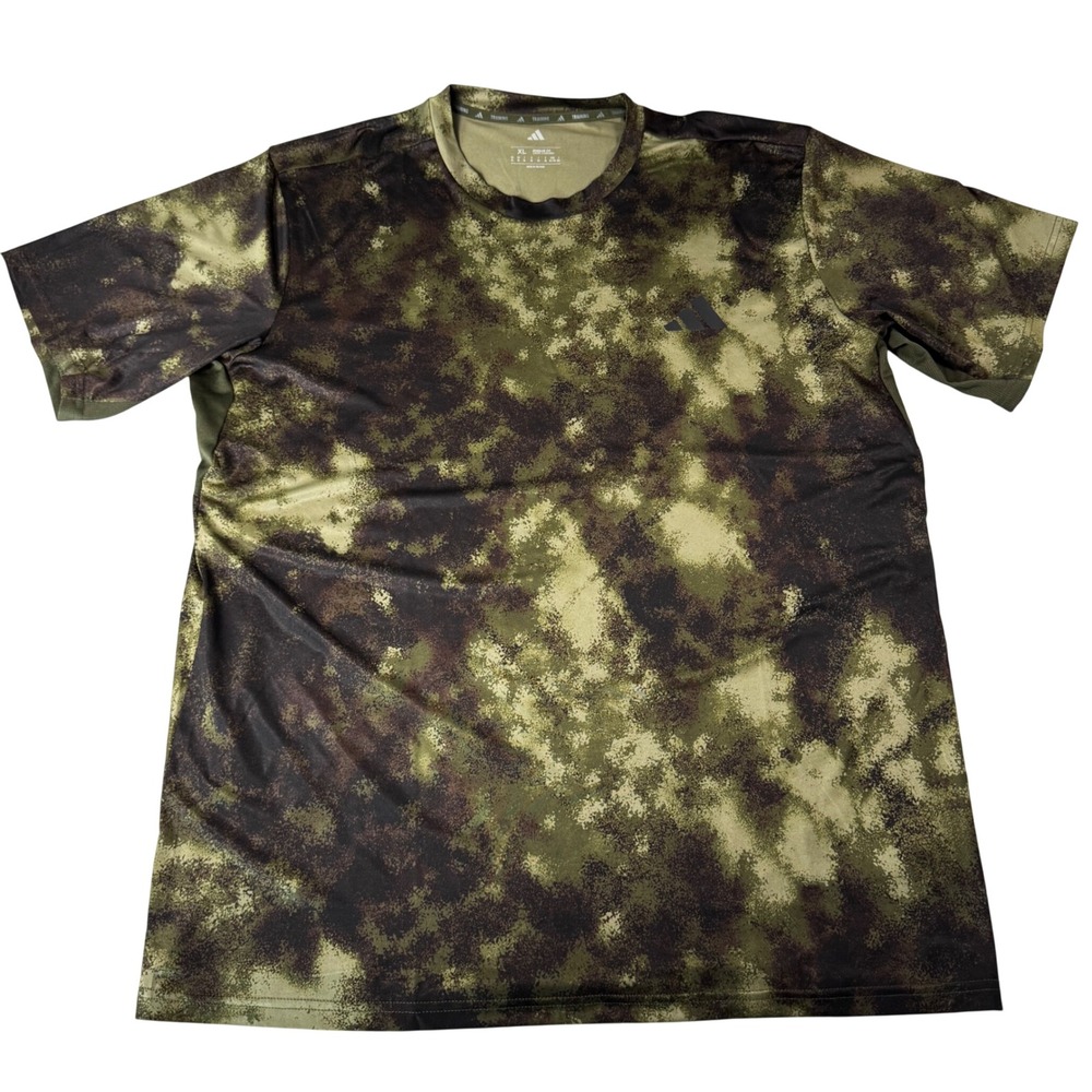 Adidas Training T-Shirt Mens XL Green Camo Excellent JV7234 Digital Camouflage